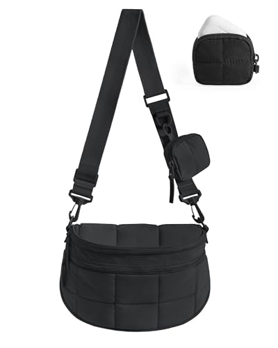 BAGSMART Crossbody Bags for Women, Puffer Cute Bum Bag with Pouch - color: Black, size: 4.6L