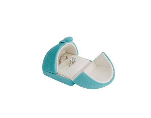 Premium Grade Aqua Velvet Jewelry Case for Two Rings Wedding Rings Double Rings Storage Box Classic Modern Unique - color: Couple Double Rings Case