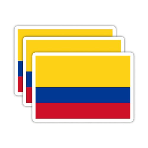 (3PCS) Colombia Flag stickers, Countries Flag Stickers - Waterproof Vinyl Decals For Laptops, Tumblers, Water Bottles, Books, Scrapbooks, Size 3 x 2 Inch - color: Colombia