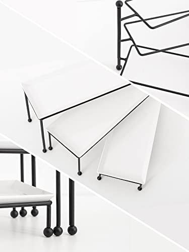 Kanwone 3 Tiered Serving Stand - White Porcelain Platters, 14.5" x 6" Tier Serving Trays for Entertaining, Dessert Stand - style: Style1