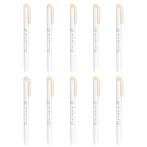 Zebra B-WKT7-MCR Highlighter, Mildliner, Mild Cream, 10 Count - color: cream, size: 1 Count (Pack of 10)
