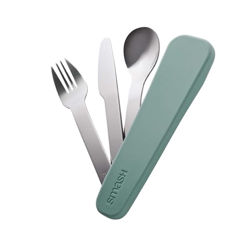 Smash Reusable Stainless Steel Travel Utensils/Cutlery Set with Silicone Case Sage - color: Sage