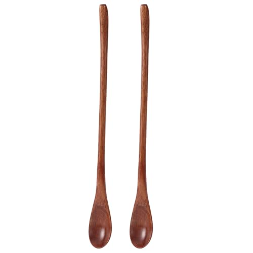 2pcs Long Wooden Spoon, 9.25in/23.5cm Long Handle Wood Honey Spoon