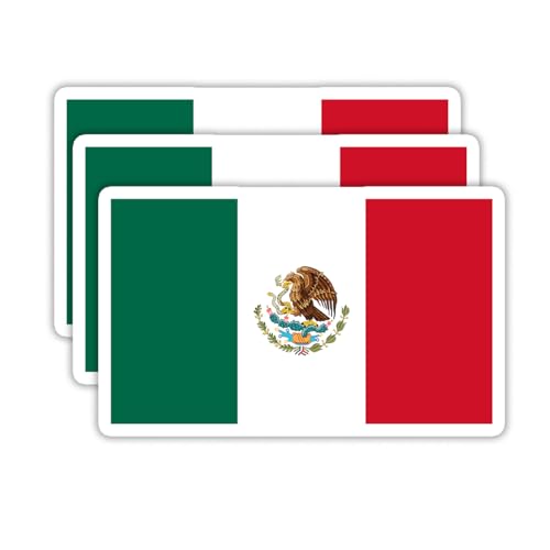 (3PCS) Mexico Flag stickers, Countries Flag Stickers - Waterproof Vinyl Decals For Laptops, Tumblers, Water Bottles, Books, Scrapbooks, Size 3 X 1.8 Inch - color: Mexico