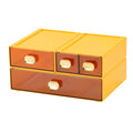 Desktop Storage Drawers, Stackable Countertop Organizer with Drawers - color: 4 Mixed Drawers, Yellow