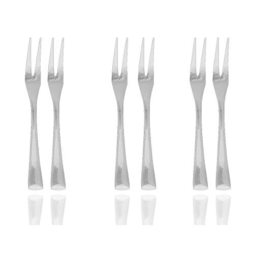 JASHII 18/10 Stainless Steel 6 Piece Mirror Polished Silver Steak Fruit Fork Silverware Server Utensil Set 14CM - color: Fruit Fork