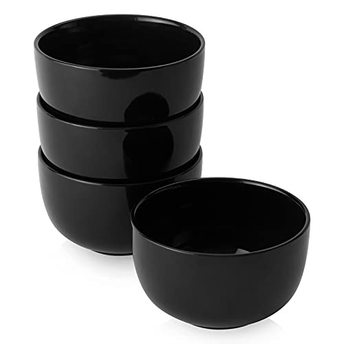 DOWAN 5.8" Deep Soup Bowls & Cereal Bowls - 30 Ounces Large Bowls Set of 4 for Kitchen - Ceramic Bowls for Cereal, Soup, Oatmeal, Salad, Ramen, Noodle, Rice - Dishwasher & Oven Safe (Black) - color: Black