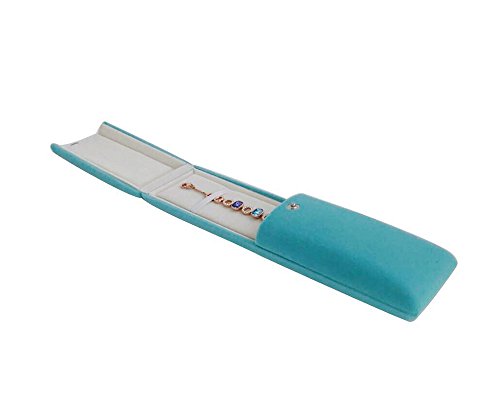 Premium Grade Aqua Velvet Jewelry Necklace Bracelet Watch Box Presentation Packaging Case Pendant - color: Aqua-Pendant Necklace Bracelet Case