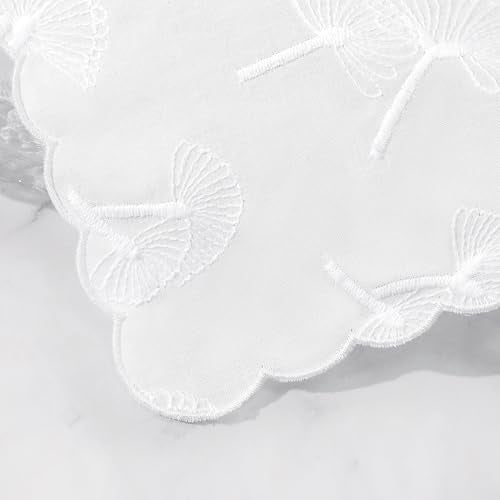 DoreenBeads Women's Cotton Handkerchiefs Scallop Embroidered Ladies Hankies - color: White