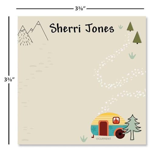 Current Camping Personalized Note Sheets in a Cube - 400, 3.38 x 3.38, Loose Sheets in 2.75" Tall Clear Acrylic Box - color: Camping