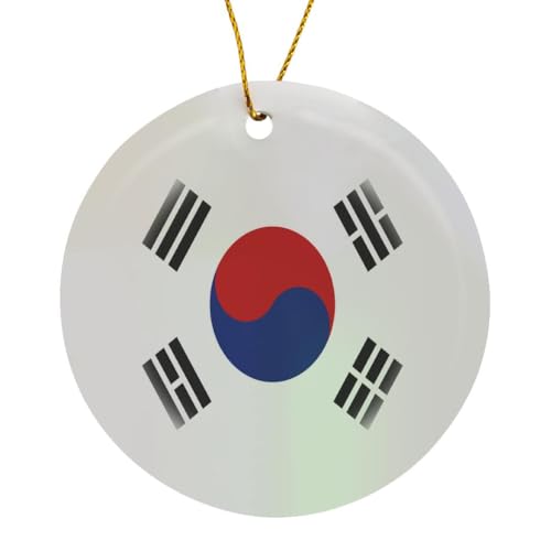 3dRose South Korea Flag Circle Porcelain Ornament - size: Circle Porcelain Ornament