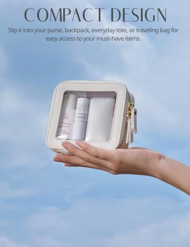Popvibe Small Clear Makeup Bag for Purse, Travel Cosmetic Case, White, Mini - color: White, style: Mini Chic