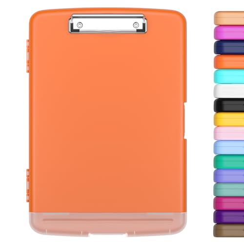 Hongri Clipboard with Storage with Pencil Case, 8.5 x 11 Storage Clip Board - color: Orange