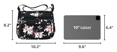 Crossbody Bags for Women Multi Pocket Shoulder Bag Waterproof Nylon Messenger Purses and Handbags - color: Magnolia