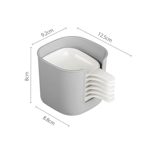 6Pcs Plastic Dipping Dish with Storage Box Mini Home Kitchen Seasoning Sauce Dishes Bowls Plate Dish Serving Tray for Sampling and Dipping Restaurant Home Party Use, White+Grey