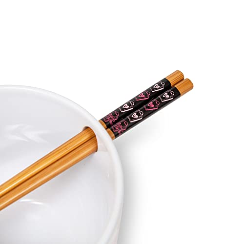 Disney The Nightmare Before Christmas Jack and Sally "Love You to Death" Japanese Ceramic Dinnerware Set | Includes 20-Ounce Ramen Noodle Bowl and Wooden Chopsticks - color: Jack and Sally Love