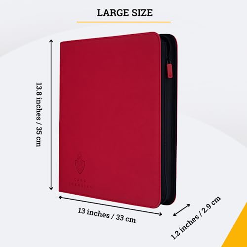Card Guardian 12 Pocket Premium Binder with Zipper for 480 Cards, Red - color: Red