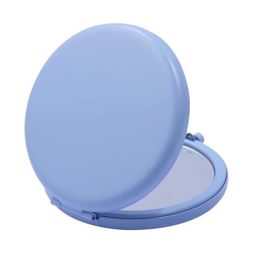 Compact Mirror for Purse, Metal Round Shell, Double-Sided 1X/2X Magnifying, Portable Travel Makeup Mirror, Mini Pocket Mirror, Baby Blue, 4 Packs - color: Baby Blue