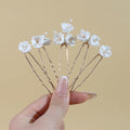 Handmade Pearl Bridal Wedding Hair Pins 6Pcs White Ceramic Flowers Gold Leaf Pearls Clips Wedding Hair Accessories for Women Brides Bridesmaid (Set-D-Gold) - color: Set-D-Gold