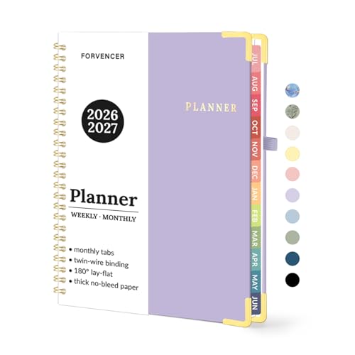 Forvencer Academic Planner 2026-2027, Weekly & Monthly Hardcover Planner A5 - color: Purple, size: 6.3" x 8.4" (Jul 2026 - Jun 2027)
