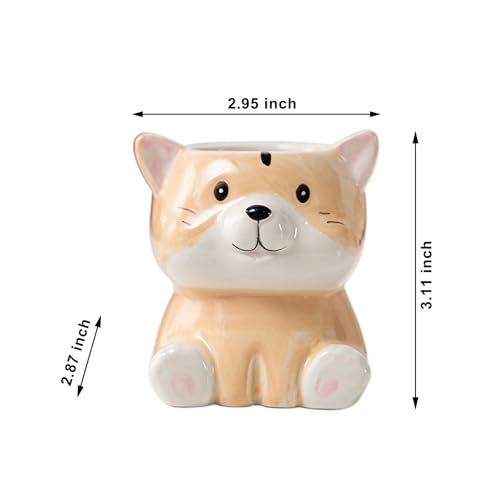 DIYOMR Cute Animals Planter, Mini Ceramic Cartoon Animal Shaped Succulent Flower Pot Indoor Air Plants Holder, Smooth Shiny Decorative Flower Cactus Planter - Plants Not Included (Groundhog) - color: Groundhog