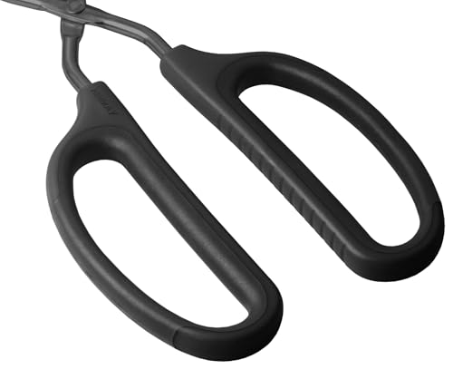 HINMAY 10" Stainless Steel Scissor Tongs with Comfort-Grip Handle (Black) - color: Black, size: 10-Inch