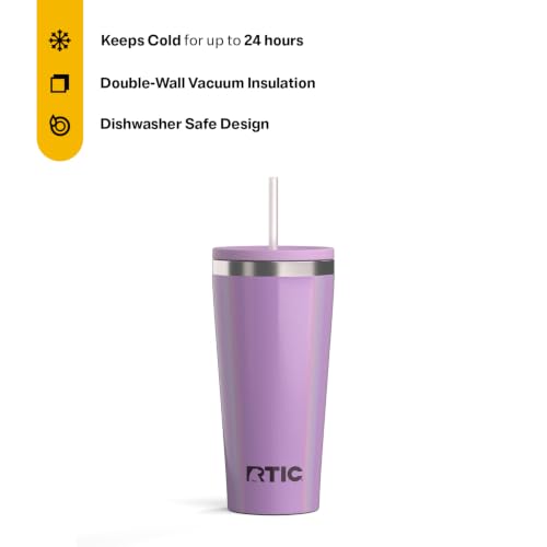 RTIC 20oz Everyday Tumbler, Insulated, Ceramic Lined, Lavender Glitter - color: Lavender Glitter, size: 20 Ounces