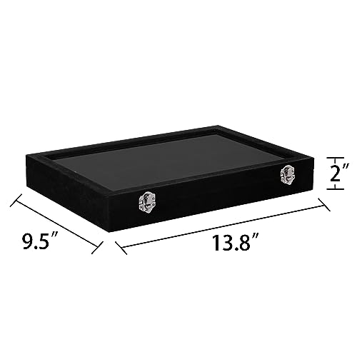 Frebeauty 12 Grid Bracelet Holder Box,Velvet Jewelry Tray with Clear Lid - color: Black, size: 12 Grid