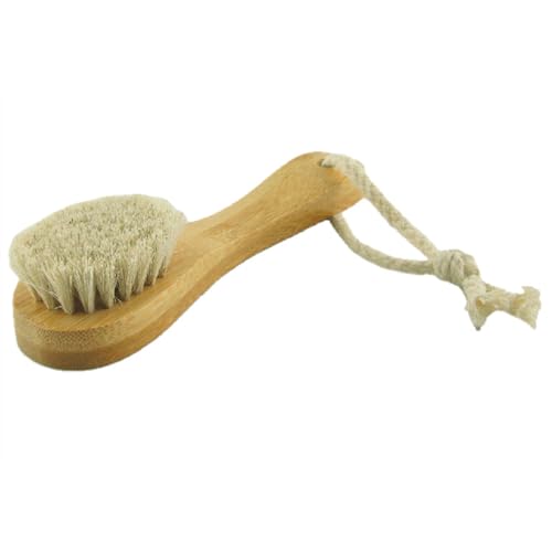 2 Pack 6" Bamboo Handle Dry Facial Cleansing Brush with Natural Soft Horsehair Bristles, Face Brush Cleanser Skin Care Exfoliating Brush Scrubber.