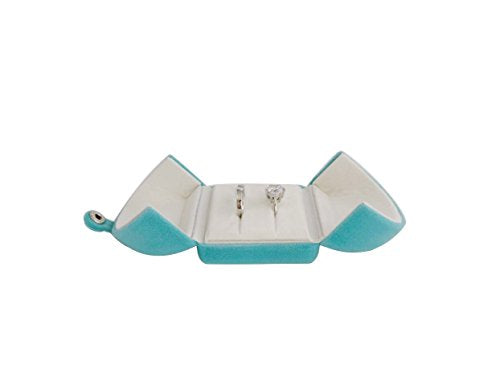 Premium Grade Aqua Velvet Jewelry Case for Two Rings Wedding Rings Double Rings Storage Box Classic Modern Unique - color: Couple Double Rings Case