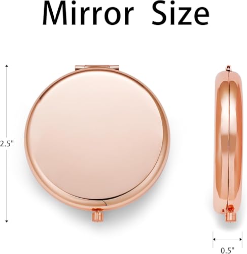 Compact Mirror for Purse, Metal Round Shell, Double-Sided 1X/2X Magnifying, Portable Travel Makeup Mirror, Mini Pocket Mirror, Rose Gold, 4 Packs - color: Rose Gold