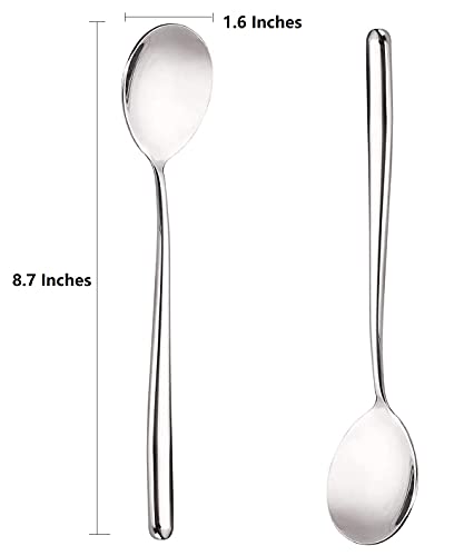 Korean Spoon,Stainless Steel Long Handle Soup Spoons,Long Tablespoon,Coffee Spoon,Silver,Pack of 5 (8.7x1.6 inches) - size: 8.7x1.6 inches