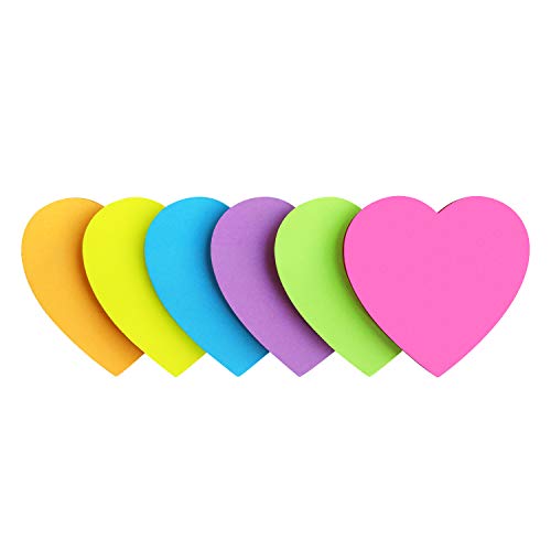 SIMONA Heart Shape Sticky Notes 6 Bright Colors, 450 Sheets - color: Bright Color 6 Pads