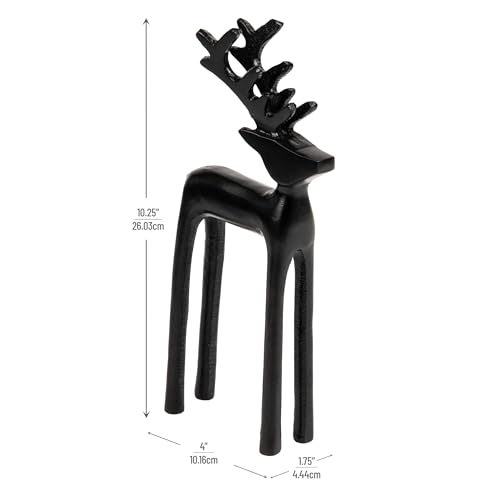 Mind Reader Modern Metal Reindeer Figurine, Sleek Aluminum Winter Holiday Decor, Rustic Contemporary Accent, Black - color: Black Decorative Reindeer