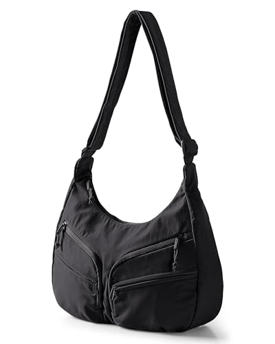 Smasrob Crescent Crossbody Bag with RFID Blocking Pocket and Bottle Holder - color: Black