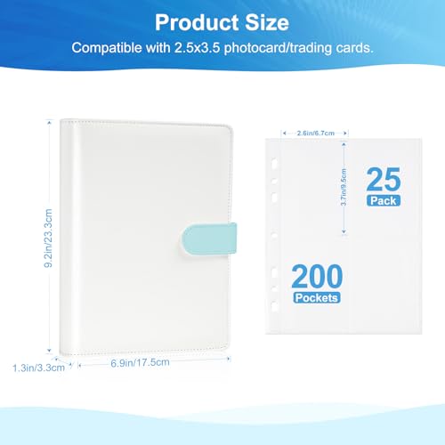 2x3 Photo Album, Clip-In PU Leather Cover A5 Photocard Binder, 200 Pockets, Compatible with Fujifilm Instax Mini & Polaroid Camera, Scrapbook for Instant Photos (Blue) - color: White-Blue