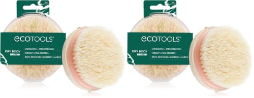 EcoTools Dry Body Brush, for Post Shower & Bath Skincare Routine, Removes Dirt & Promotes Blood Circulation, Helps Reduce Appearance of Cellulite, Eco-Friendly, Vegan & Cruelty-Free, 1 Count - color: No Color, size: 1 Count (Pack of 2)