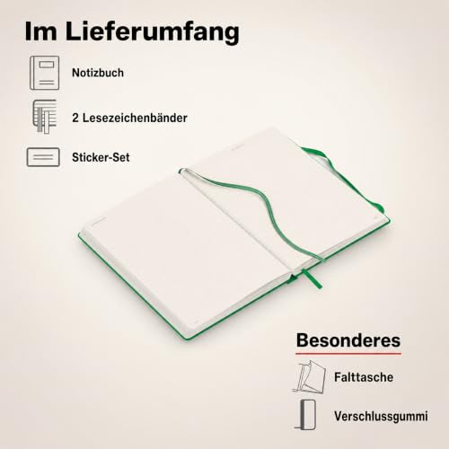 LEUCHTTURM1917 - Notebook Hardcover Medium A5-251 Numbered Pages for Writing and Journaling - Thinking Ahead (Ruled Paper, Spring Leaf) - color: Spring Leaf, style: Ruled