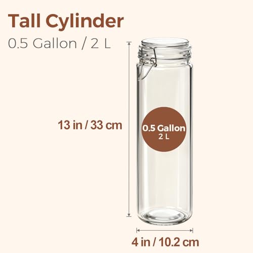 ComSaf Tall Glass Pasta Containers with Airtight Lids 68 oz 3 Pack Canister - size: 68 fl oz x 3 - Tall
