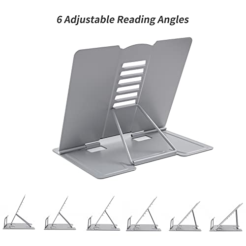 Metal Book Stand Adjustable Book Holder for Reading - color: Full Grey