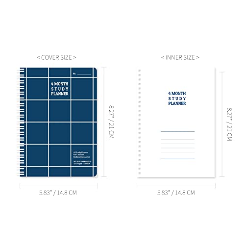 Monolike Checkers 4 Month Study Planner, Navy - Academic Planner, Weekly & Monthly Planner, Study plan - color: Checkers - Navy