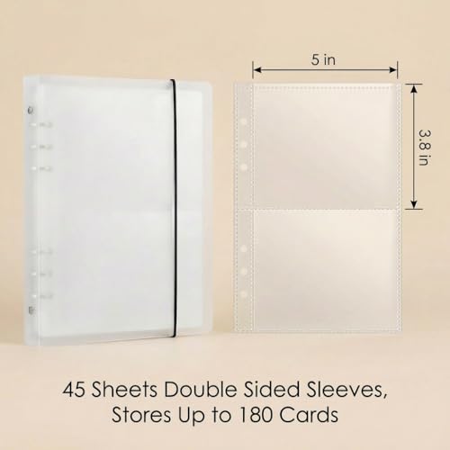 SHANGRLA 3x5 Index Card Holder Binder, 90 Card Sleeves, Holds 180 Cards - size: 3" x 5"