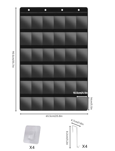NiHome 36 Slot Graded Card Display Case - Sports Card Wall Frame, PVC Black