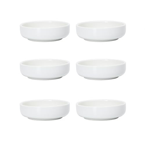 Selamica Soy Sauce Dish, 2.5 oz Ceramic Dipping Bowls Set of 6, 3.3 Inch Pinch Bowls, Mini Bowls for Side Dish, Condiment, Ketchup, Sushi, BBQ, White - color: White, size: 3.3 Inch, Set of 6