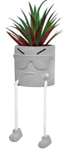 Zerzsy Artificial Succulents Plants in Cement Pots with Hanging Leg, Cute Small Fake Plant Kitchen Shelves Decor, Cool Office Decor Faux Succulent for Desk Shelf Decorations - color: 1 Pcs Set/Smoking