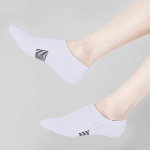 BUDERMMY No Show Socks Womens Low Cut Non Slip Athletic Cotton Invisible Women Sock 5 Pairs - color: White, size: 6-9