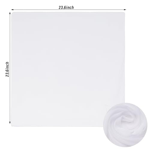 Pistha Chiffon Scarf Ribbon Neck Scarf Square Handkerchief 25.5 inch - color: White