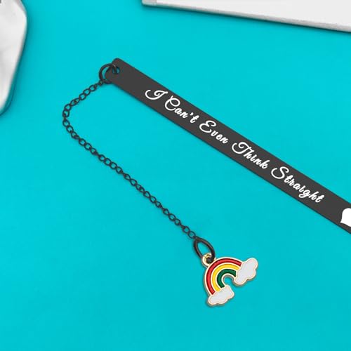 Xiahuyu Gay Pride Gift Gay Bookmark LGBT Pride Gift I Can't Even Think Straight Bookmark Lesbian Gift for Girlfriend Wife Anniversary Christmas Birthday Gift Valentines Gift for Gay Men Women, Black
