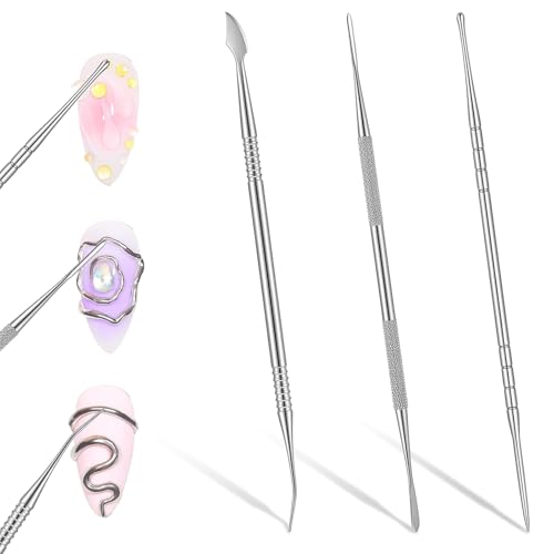 3Pcs Sculpting Nail Tools for Nail Art, Dual-Head 3D Gel Advanced Nails Art Sculpture Pen, Nails Dotting Tool Fingernail Polish Design for Salon Home DIY