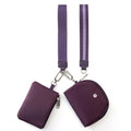 Mini Dual Pouch Wristlet Wallet for Women – Zip Around wristlet Keychain Wallet with 2 Wristlets, Ideal for Dog Walking, Coffee Runs & Lunch Break Essentials (Eggplant) - color: Eggplant